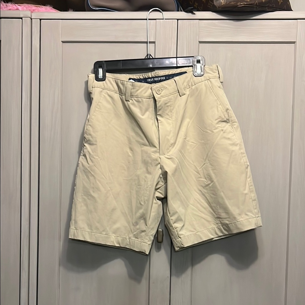 Tan Flat Front Casual Shorts